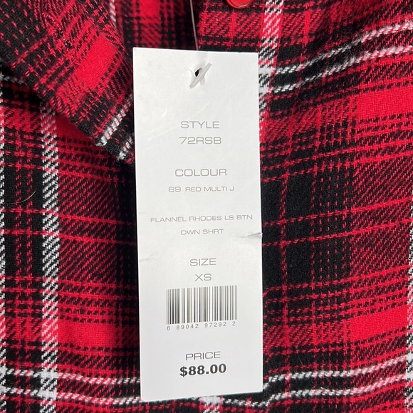 French connection, black and red plaid button up xs - Picture 4 of 6